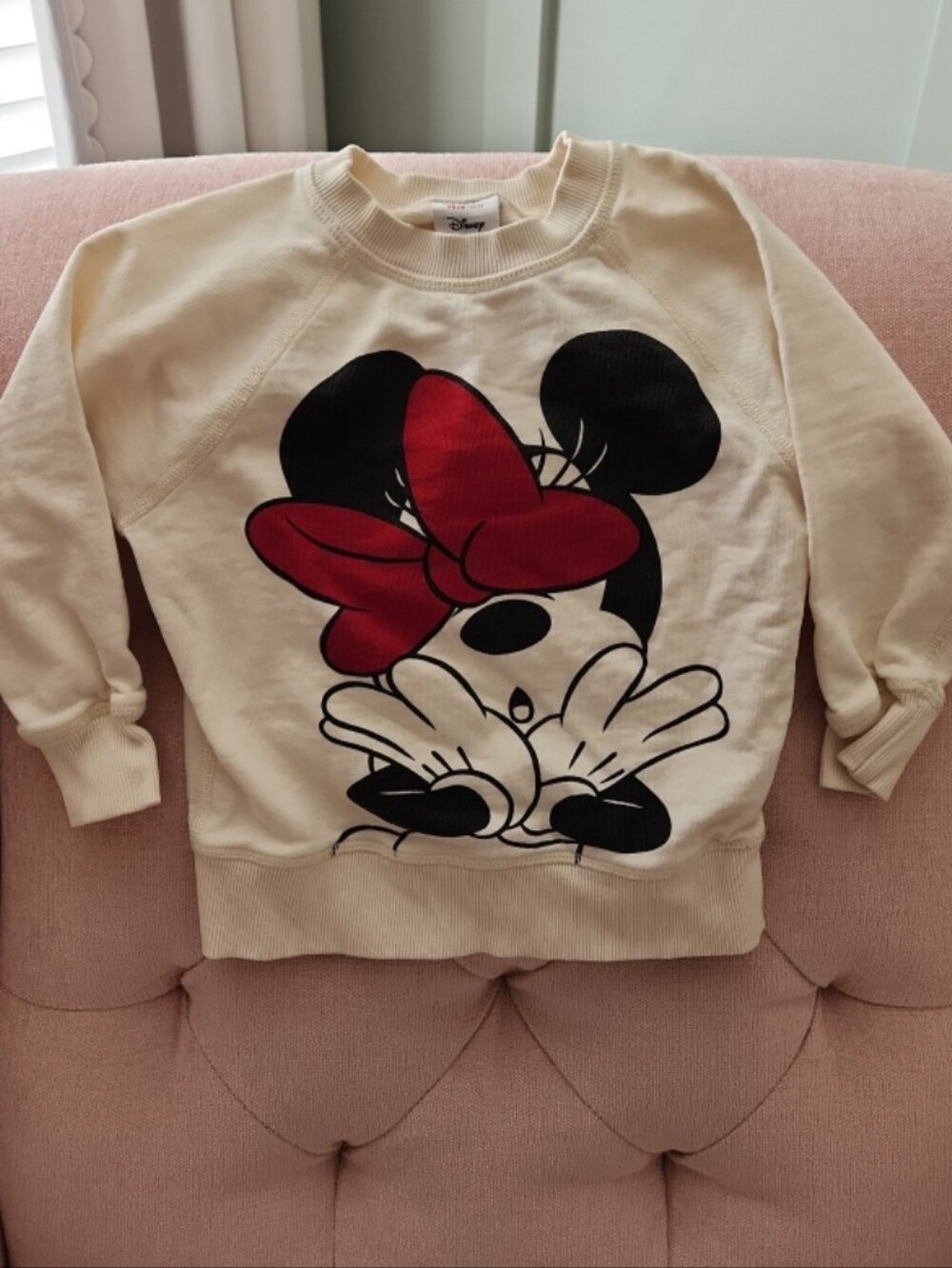 Disney Hanna Andersson 90 3t Cream Sweatshirt with Red Bow Minnie Mouse